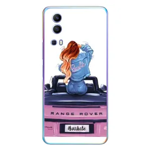 Силиконовый Чехол на Vivo Y72 с картинкой Стильных Девушек (Девушка на машине)