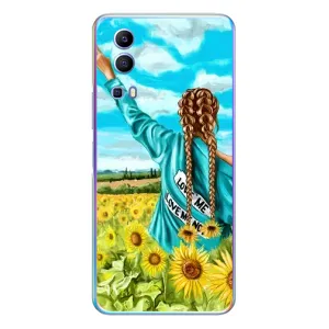 Чехол Стильные девушки на Vivo Y72 (Девушка на поле)