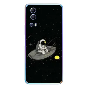 Силиконовый Чехол с принтом "Космонавты" на Vivo Y72 (Космонавт на рыбалке)