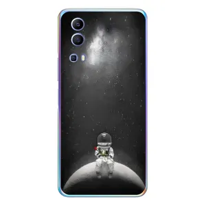 Силиконовый Чехол с принтом "Космонавты" на Vivo Y72 (Космонавт романтик)