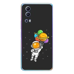Силиконовый Чехол с принтом "Космонавты" на Vivo Y72 (Космонавт с шариками)