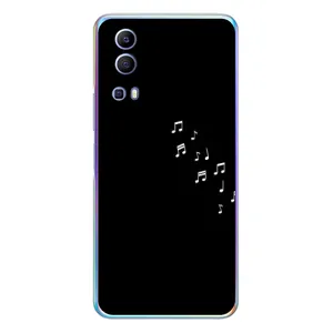 Чехол с картинками на черном фоне для Vivo Y72 (Ноты)