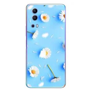 Чохол з Квітами для Vivo Y72 (ромашки на блакитному)