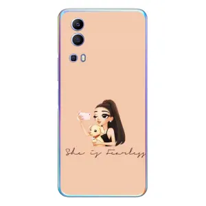 Силиконовый Чехол на Vivo Y72 с картинкой Стильных Девушек (С собакой)