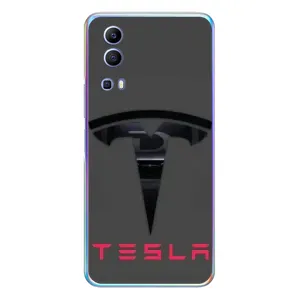 Силиконовый бампер с картинкой машины на Vivo Y72 (Logo TESLA)