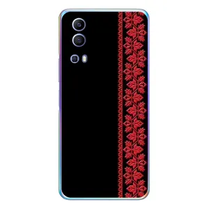 Силиконовый Чехол на Vivo Y72 с картинкой Вышиванки (Вышиванка на черном)