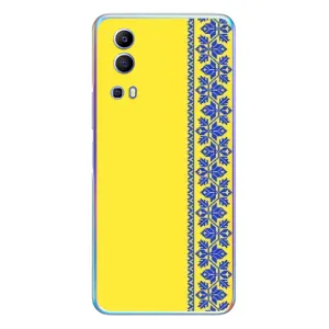 Силиконовый Чехол на Vivo Y72 (Вышиванка на желтом)