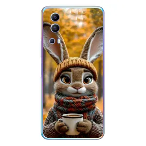 Друкований чохол 'Звірята з кавою' для Vivo Y72 (Зайчик з кавою)