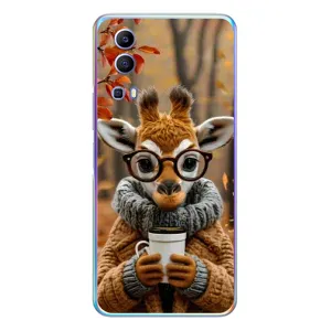 Друкований чохол 'Звірята з кавою' для Vivo Y72 (Жираф з кавою)