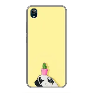 Бампер для ViVO Y91C с картинкой "Песики" (Кактус на голове)