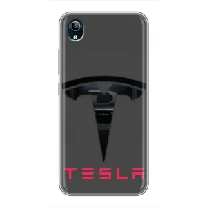 Силіконовий бампер з картинкою машини на ViVO Y91C (Logo TESLA)