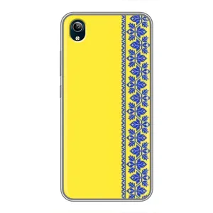 Силиконовый Чехол на ViVO Y91C (Вышиванка на желтом)