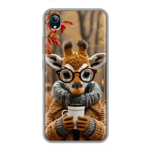 Печатный чехол «Зверята с кофе» для ViVO Y91C (Жираф с кофе)