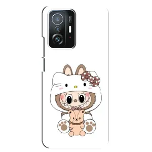 Чехол с принтом Лабубу для Xiaomi 11T / 11T Pro (Белый Лабубу)
