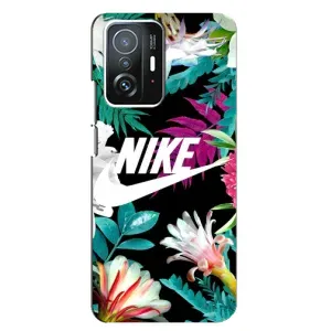 Силіконовый Чохол на Xiaomi 11T / 11T Pro з картинкою НАЙК (Квітковий Nike)