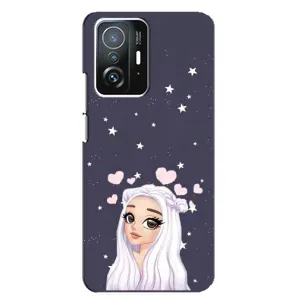Чехол Стильные девушки на Xiaomi 11T / 11T Pro (Девушка и сердечки)