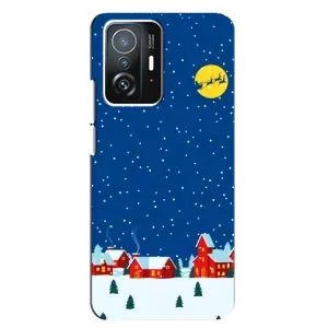 Силиконовый бампер на рождество для Xiaomi 11T / 11T Pro (Город в снегу)