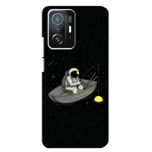 Силиконовый Чехол с принтом "Космонавты" на Xiaomi 11T / 11T Pro (Космонавт на рыбалке)