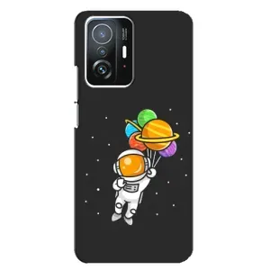 Силиконовый Чехол с принтом "Космонавты" на Xiaomi 11T / 11T Pro (Космонавт с шариками)