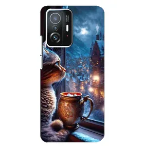 Чехлы на Новый Год Xiaomi 11T / 11T Pro (Кот новогодний)