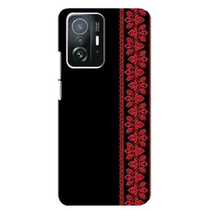 Силиконовый Чехол на Xiaomi 11T / 11T Pro (Красная Вышиванка)