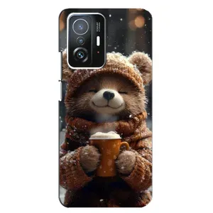 Печатный чехол «Зверята с кофе» для Xiaomi 11T / 11T Pro (Медвежонок с кофе)