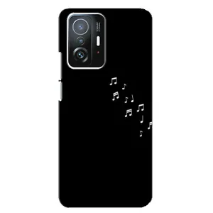 Чехол с картинками на черном фоне для Xiaomi 11T / 11T Pro (Ноты)
