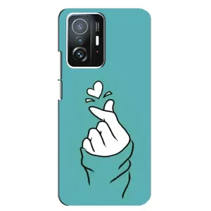 Чохол (Знак сердечка) для Xiaomi 11T / 11T Pro (Сердечко на бірюзовому)
