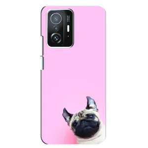 Бампер для Xiaomi 11T / 11T Pro с картинкой "Песики" (Собака на розовом)