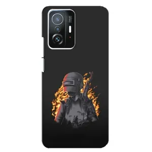 Силиконовый чехол с картинкой "Герой Pubg" на Xiaomi 11T / 11T Pro (В огне)