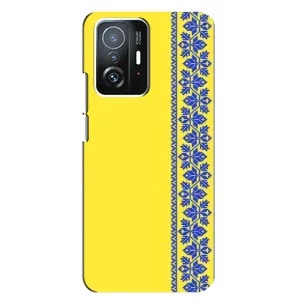 Силиконовый Чехол на Xiaomi 11T / 11T Pro (Вышиванка на желтом)