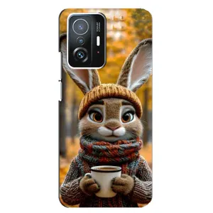 Печатный чехол «Зверята с кофе» для Xiaomi 11T / 11T Pro (Зайчик с кофе)