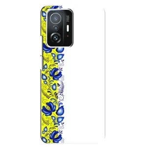 Силиконовый Чехол на Xiaomi 11T / 11T Pro с картинкой Вышиванки (Желто-синяя вышиванка)