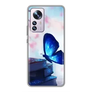 Силіконовий бампер з картинкою звірів для Xiaomi 12 / 12X (Метелик синій)