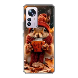Друкований чохол 'Звірята з кавою' для Xiaomi 12 / 12X (Білка з кавою)