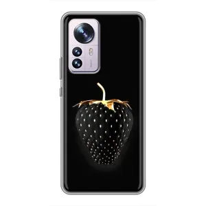 Чехол с изображением вкусной еды для Xiaomi 12 / 12X (Чёрная клубника)