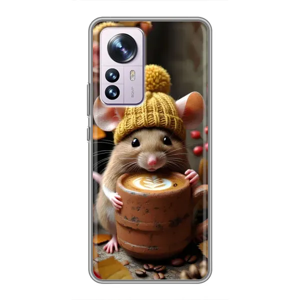 Чехол с рисунком «Мышка с кофе» для Xiaomi 12 / 12X Чехол с рисунком «Мышка с кофе» для Xiaomi 12 / 12X