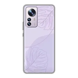 Чехол цветочный дизайн для Xiaomi 12 / 12X (Монстера фиолетовая)