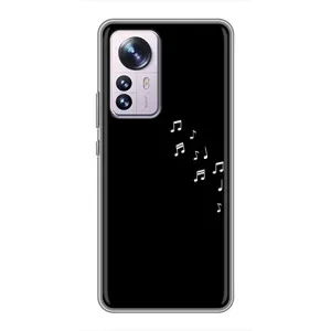 Чехол с картинками на черном фоне для Xiaomi 12 / 12X (Ноты)