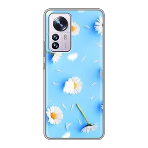 Чехол с Цветами для Xiaomi 12 / 12X (ромашки на голубом)