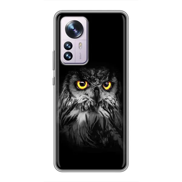 Чехол с рисунком «Сова на чёрном» для Xiaomi 12 / 12X Чехол с рисунком «Сова на чёрном» для Xiaomi 12 / 12X