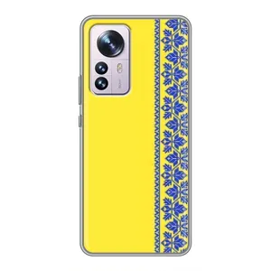 Силиконовый Чехол на Xiaomi 12 / 12X (Вышиванка на желтом)