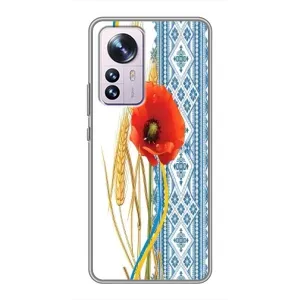 Силиконовый Чехол на Xiaomi 12 / 12X с картинкой Вышиванки (Вышиванка с цветком)