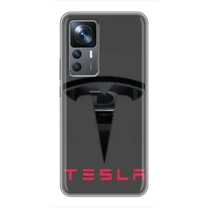 Силіконовий бампер з картинкою машини на Xiaomi 12T Pro (Logo TESLA)