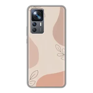 Чехол цветочный дизайн для Xiaomi 12T (Коричневый фон)