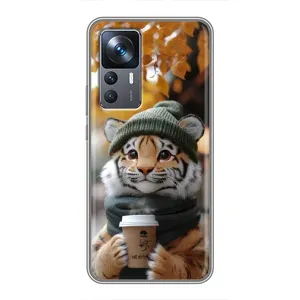 Печатный чехол «Зверята с кофе» для Xiaomi 12T (Тигр с кофе)