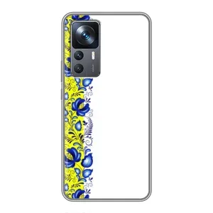Силиконовый Чехол на Xiaomi 12T с картинкой Вышиванки (Желто-синяя вышиванка)
