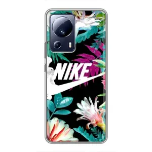 Силиконовый Чехол на Xiaomi 13 Lite с картинкой Nike (Цветочный Nike)