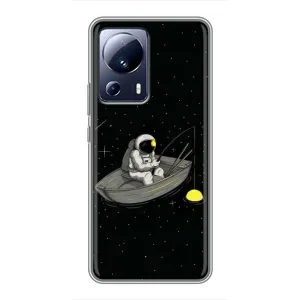 Силиконовый Чехол с принтом "Космонавты" на Xiaomi 13 Lite (Космонавт на рыбалке)