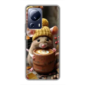Друкований чохол 'Звірята з кавою' для Xiaomi 13 Lite (Мишка з кавою)